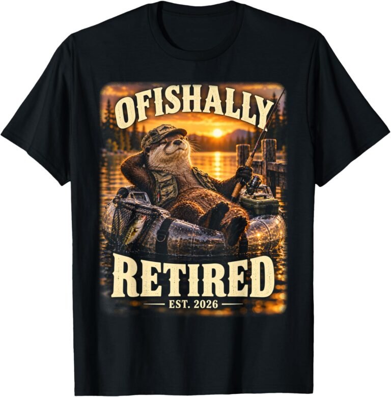 Ofishally Retired 2026 Shirt, Otter Sunset Angler Tee, Retirement Gift design