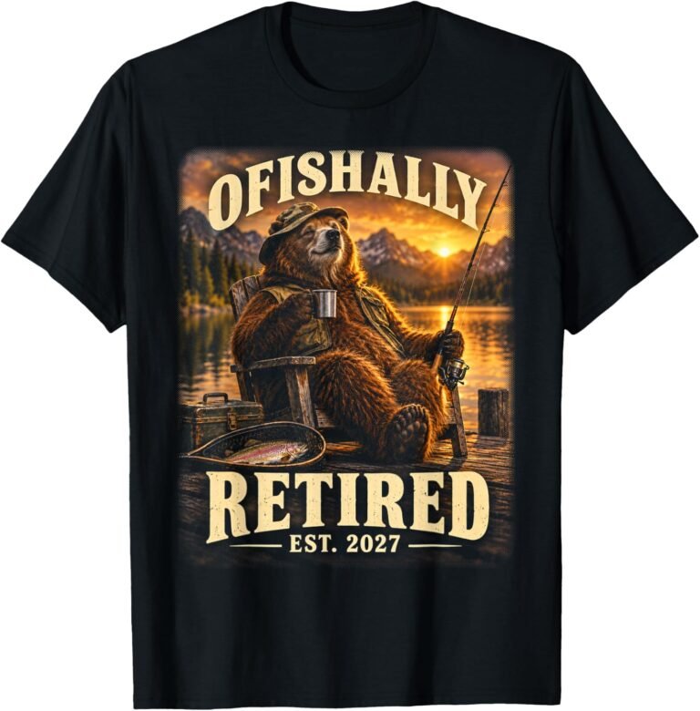 Ofishally Retired Est 2027 Shirt, Bear Fishing Tee, Retirement Gift design