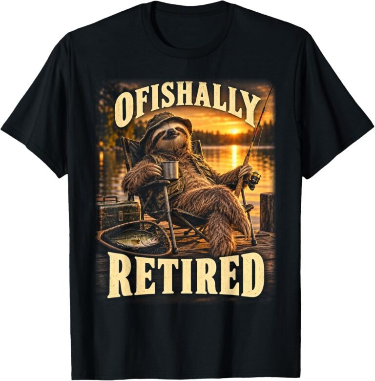 Ofishally Retired Shirt, Sloth Angler Fishing Tee, Retirement Gift design