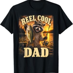 Reel Cold Dad Shirt, Raccoon Fisherman Tee, Fishing Father's Day Gift