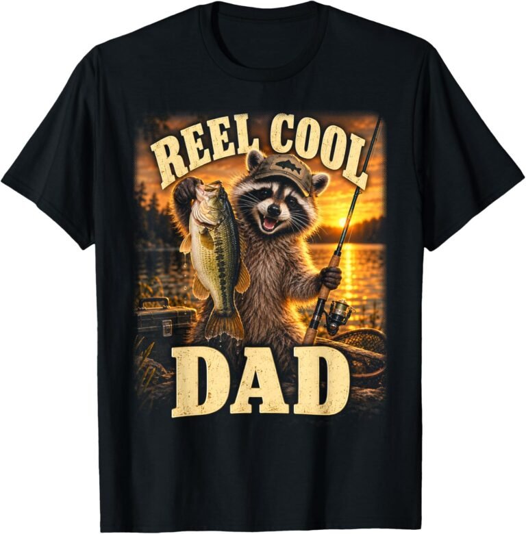 Reel Cold Dad Shirt, Raccoon Fisherman Tee, Fishing Father's Day Gift design