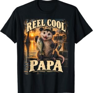 Reel Cold Papa Shirt, Opossum Fisherman Tee, Fishing Grandfather Gift
