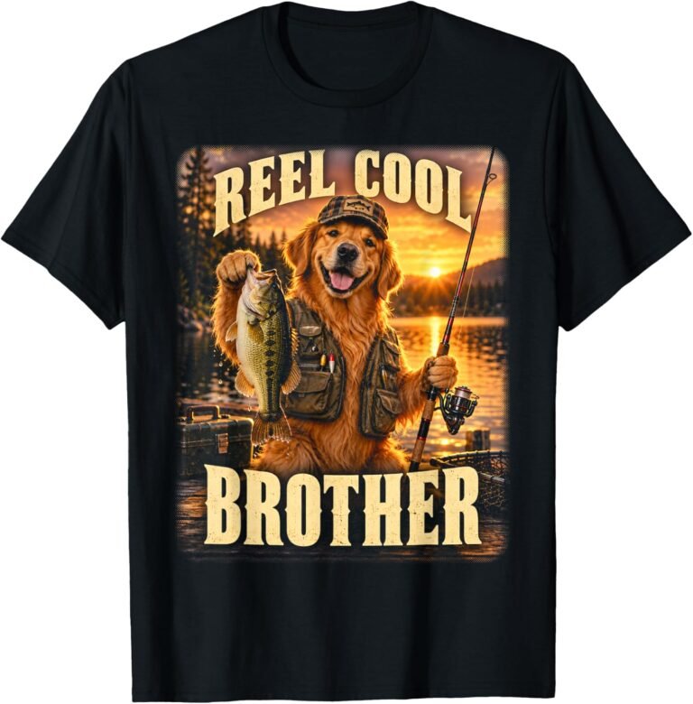 Reel Cool Brother Shirt, Dog Angler Fishing Tee, Fishing Sibling Gift design