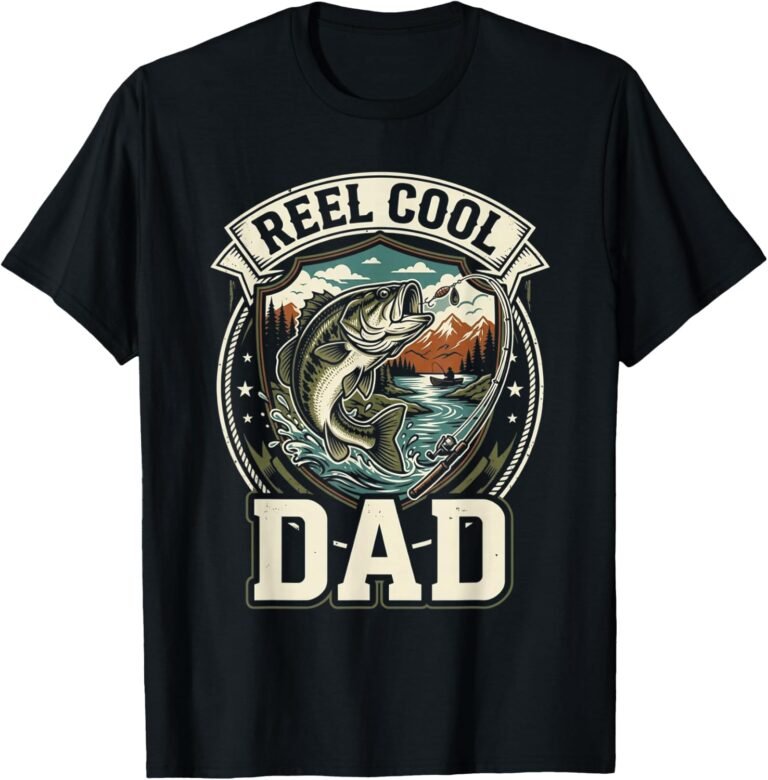 Reel Cool Dad Shirt, Shield Emblem Angler Tee, Fishing Dad Gift design
