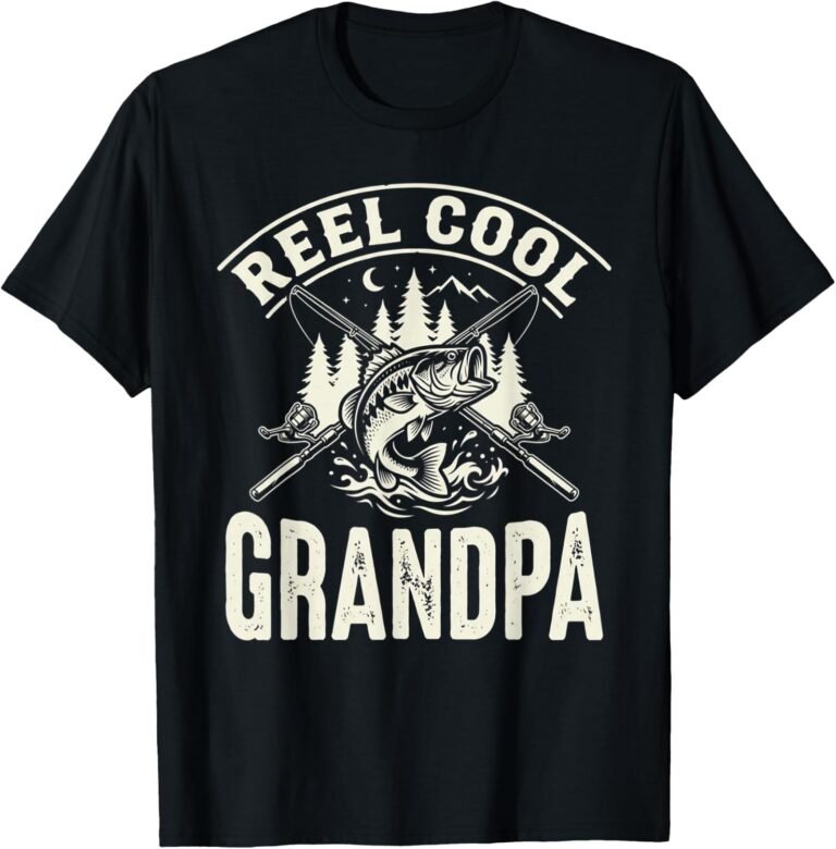 Reel Cool Grandpa Shirt, Moonlight Lake Crest Tee, Fishing Papaw Gift design
