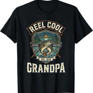 Reel Cool Grandpa Shirt, Outdoor Shield Emblem Tee, Fishing Papaw Gift