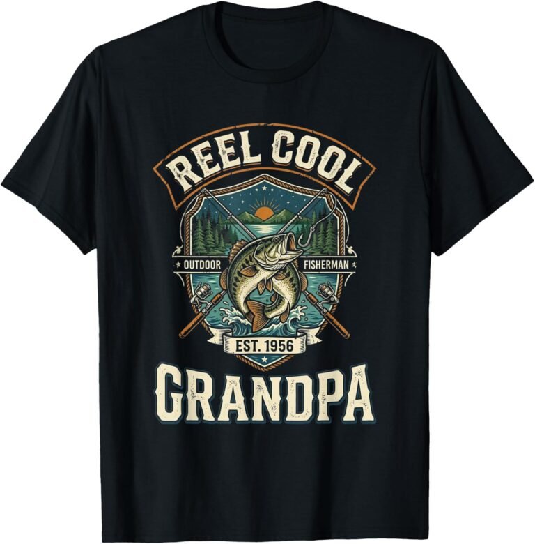 Reel Cool Grandpa Shirt, Outdoor Shield Emblem Tee, Fishing Papaw Gift design