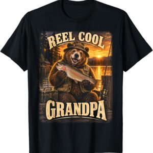 Reel Cool Grandpa Shirt, Sunset Angler Tee, Fishing Papaw Gift
