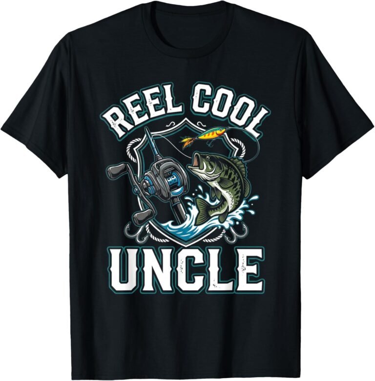 Reel Cool Uncle Shirt, Shield Emblem Angler Tee, Fishing Uncle Gift design