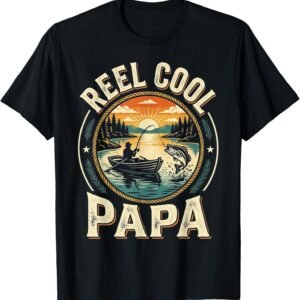 Reel Papa Shirt, Sunset Lake Fishing Tee, Fishing Grandfather Gift