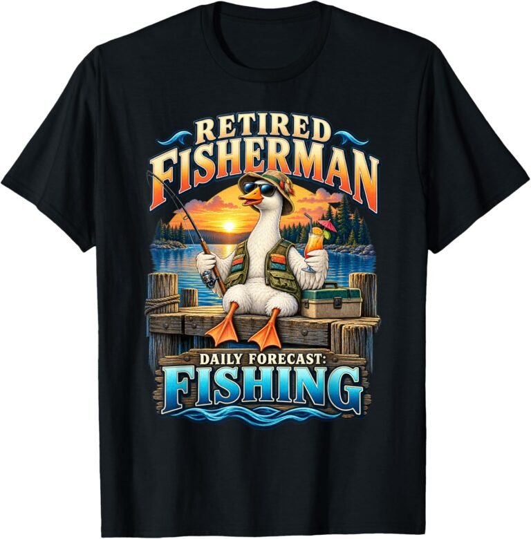 Retired Fisherman Daily Forecast Shirt, Goose Lake Sunset Fishing Tee, Retirement Gift design