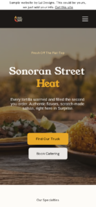 Mobile screenshot of the food truck website