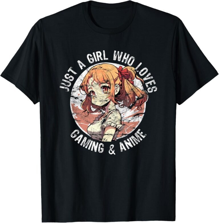 Just A Girl Who Loves Gaming And Anime Shirt, Distressed Manga Tee, Gamer Girl Gift design