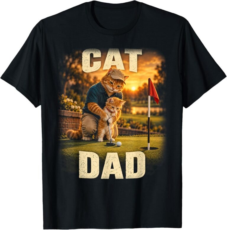Cat Dad Golf Shirt, Funny Golfing Cat Lover Tee, Fathers Day Gift design
