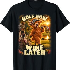 Golf Now Wine Later Shirt, Funny Golfer Women Tee, Ladies Golf Humor Gift