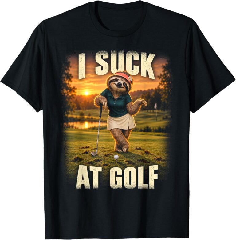 I Suck At Golf Shirt, Funny Golfer Sloth Humor Tee, Womens Golf Gift design