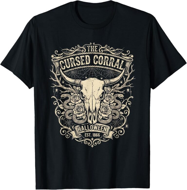 Cursed Corral Shirt, Longhorn Skull Western Gothic Halloween Tee, Desert Cowboy Skull Gift design