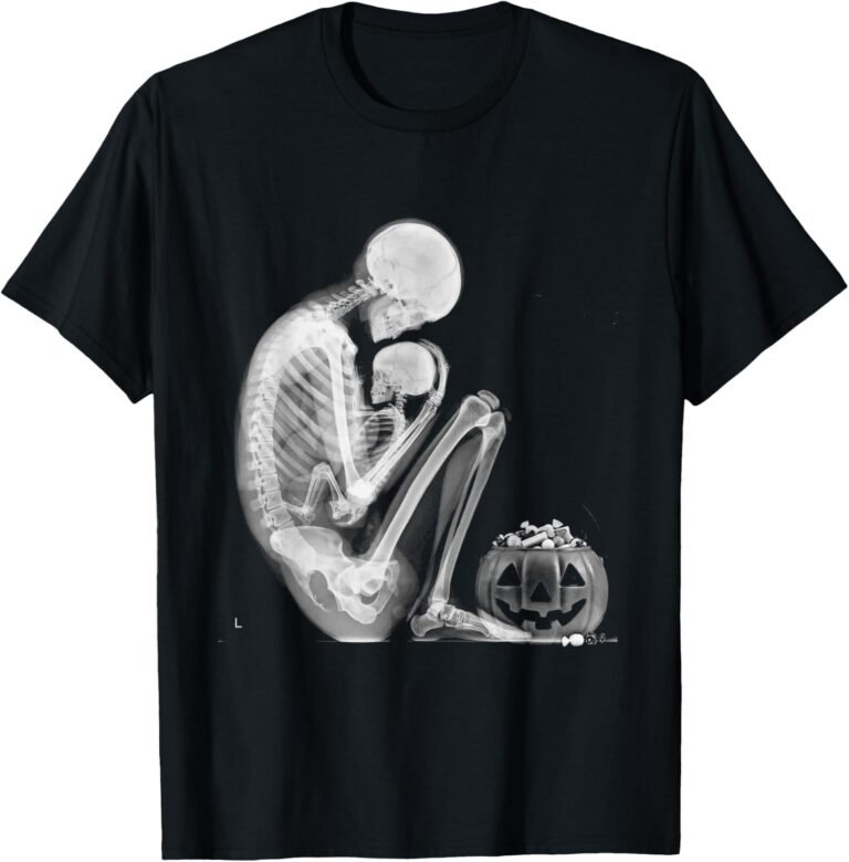 Momster Shirt, Skeleton Mother and Baby Curled Halloween Tee, Weirdcore Skeleton Gift design
