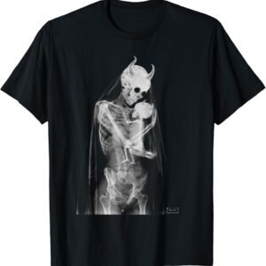 Momster Shirt, Veiled Gothic X-Ray Skeleton Mom and Baby Halloween Tee, Moody Horned Skeleton Mom Gift