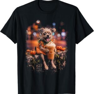 Unhinged Terrier Pumpkin Costume Latte Halloween Halftone