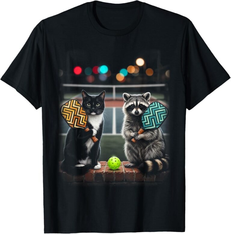 Husband & Wife Pickleball Shirt, Cat and Raccoon Duo Tee, Pickleball Couple Gift design