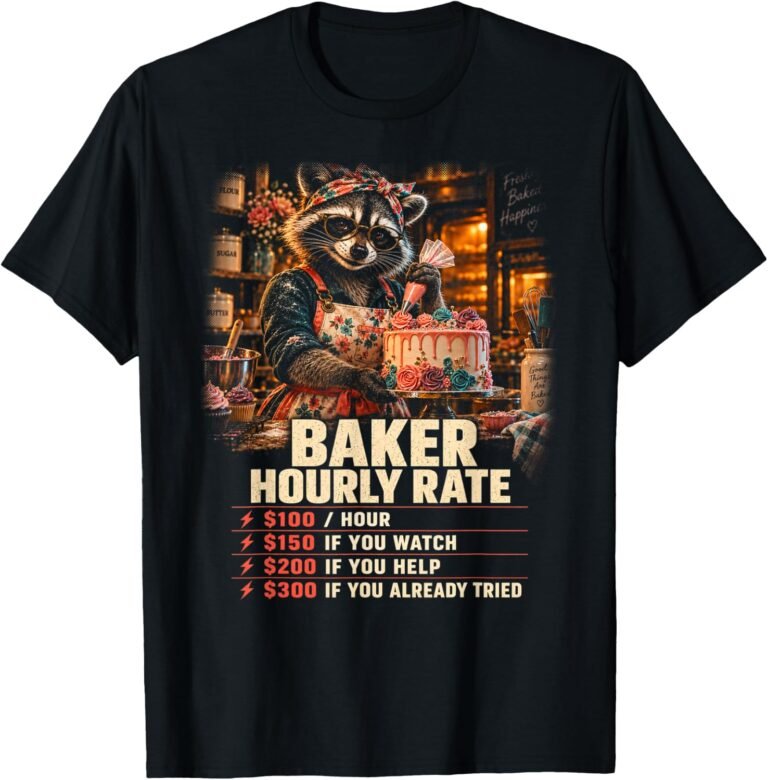 Baker Hourly Rate Shirt, Funny Raccoon Tee, Baker Gift design