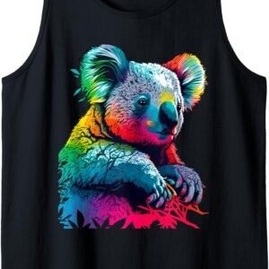 Colorful Koala Bear Tank, Cute Wildlife Tee, Nature Lover Gift