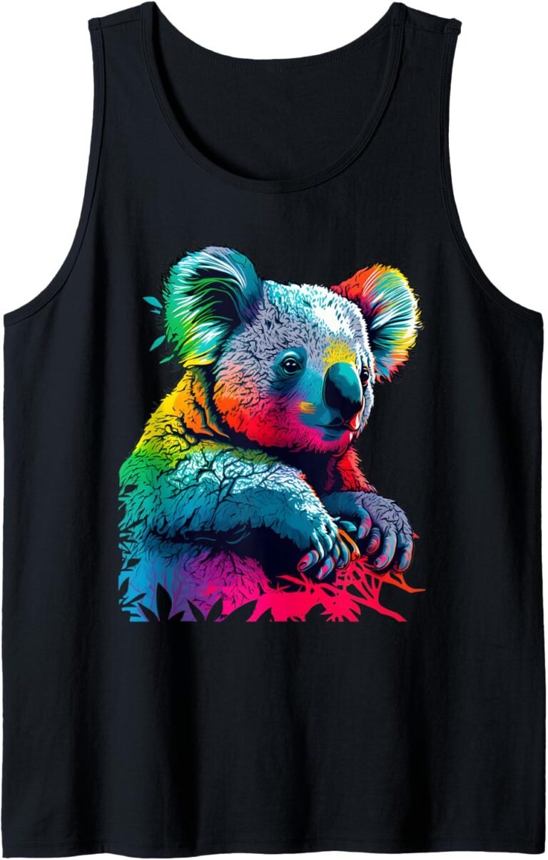 Colorful Koala Bear Tank, Cute Wildlife Tee, Nature Lover Gift design