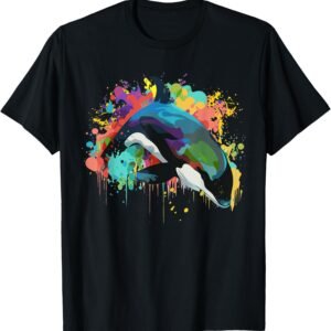 Colorful Orca Shirt, Killer Whale Splatter Tee, Ocean Lover Gift