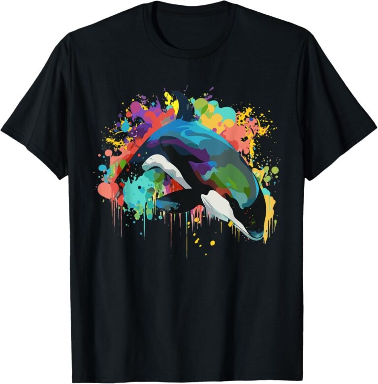 Colorful Orca Shirt, Killer Whale Splatter Tee, Ocean Lover Gift design