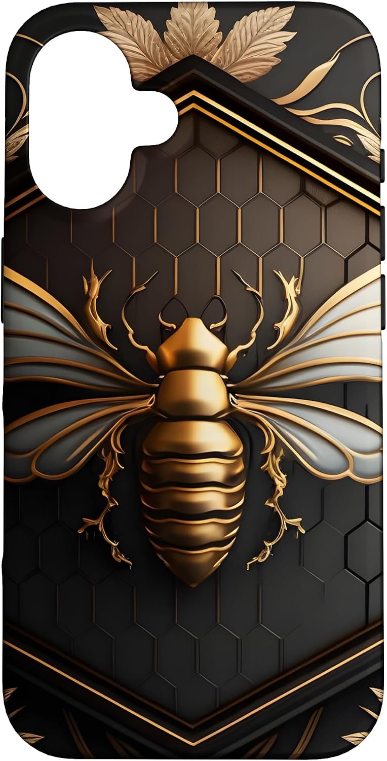 Golden Bee Phone Case, Honeycomb Art iPhone Case, Bee Lover Gift design