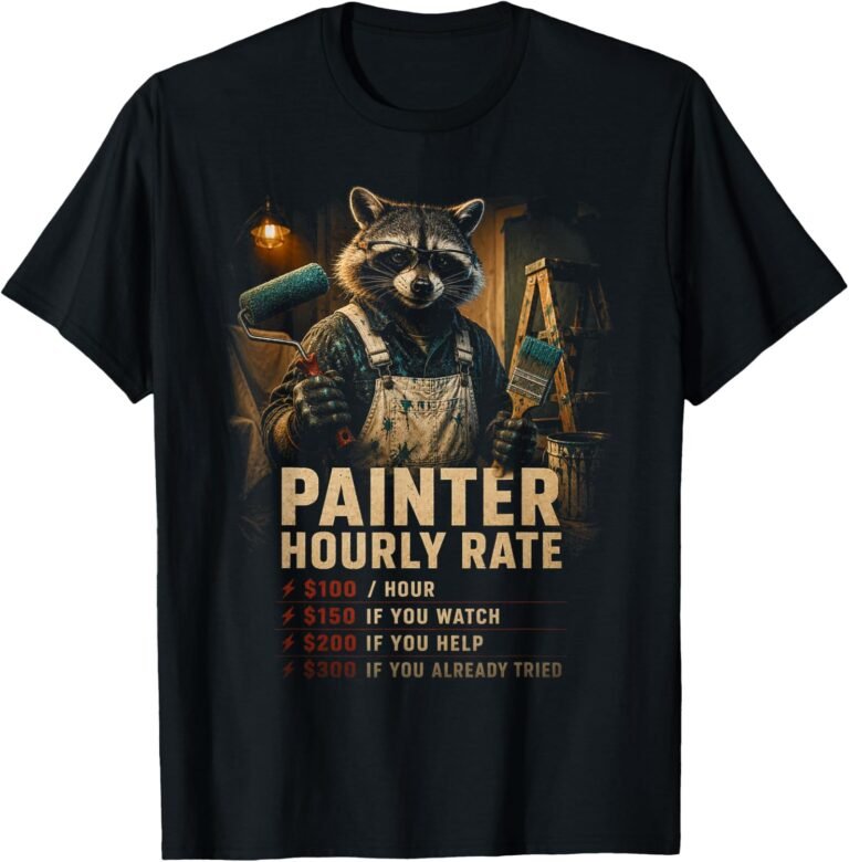 Painter Hourly Rate Shirt, Funny Raccoon Tee, Painter Gift design