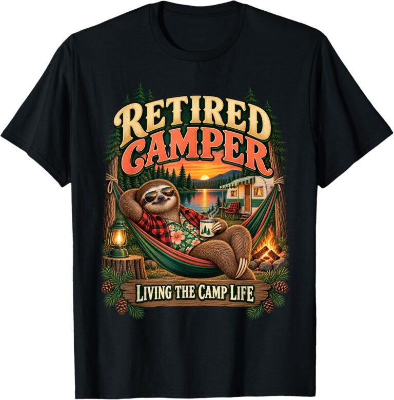 Retired Camper Shirt, Living The Camp Life Sloth Tee, Camping Retirement Gift design