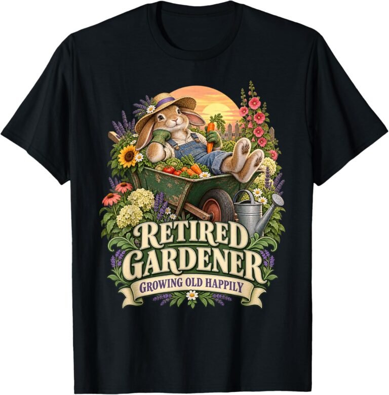 Retired Gardener Shirt, Growing Old Happily Rabbit Tee, Gardener Retirement Gift design