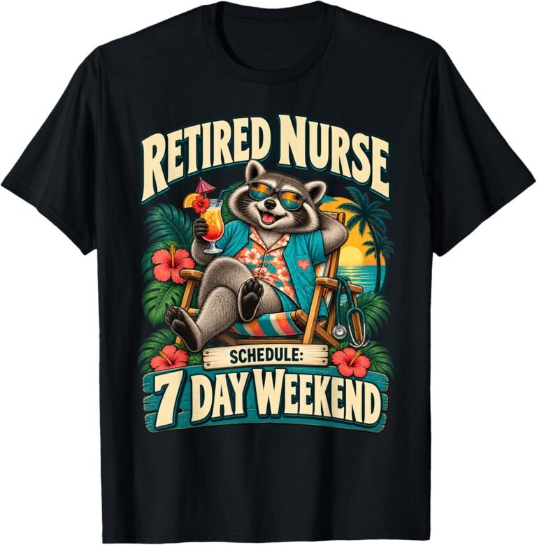 Retired Nurse Shirt, 7 Day Weekend Raccoon Tee, Nurse Retirement Gift design