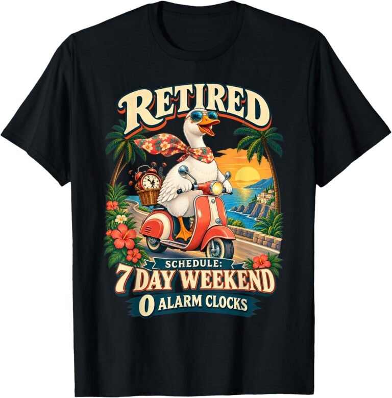 Retired Retro Shirt, 70s Sunset Goose Tee, Retirement Gift design