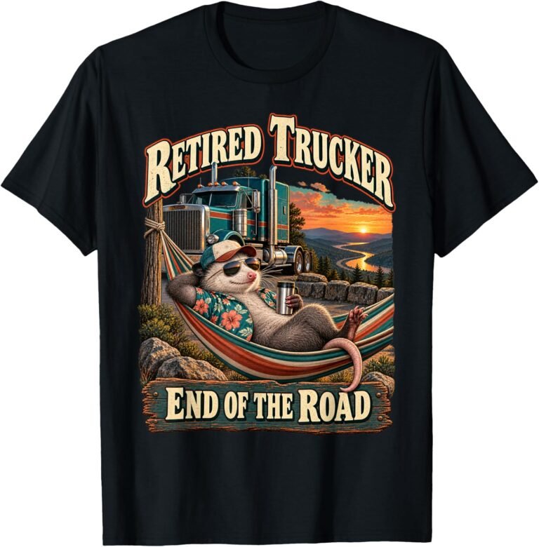 Retired Trucker Shirt, On The Road Opossum Tee, Trucker Retirement Gift design