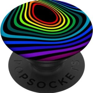 Retro Rainbow Swirl PopGrip, Colorful Groovy Phone Grip, 70s Style Gift
