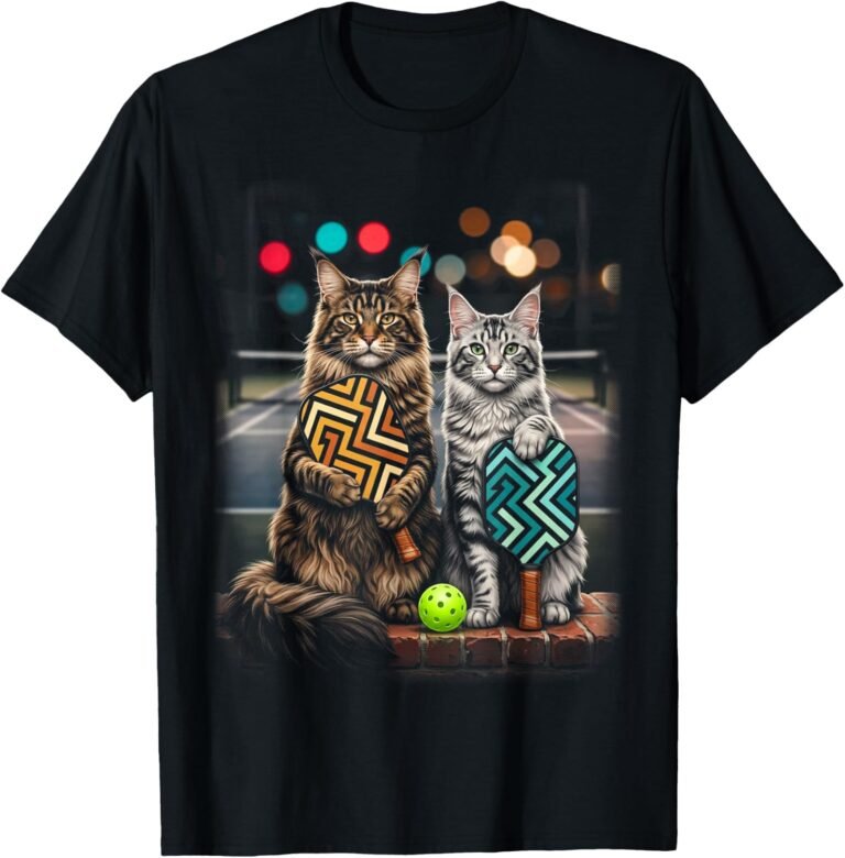 Mother Daughter Maine Coon Pickleball Shirt, Matching Cat Duo Tee, Cat Lover Gift design