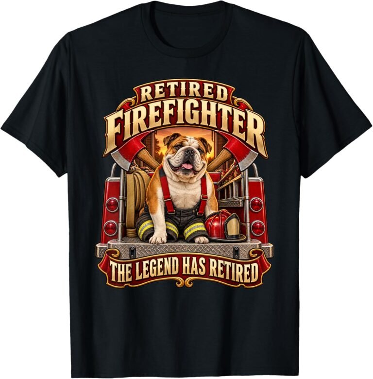 Retired Firefighter Shirt, Funny Bulldog Tee, Retirement Gift design