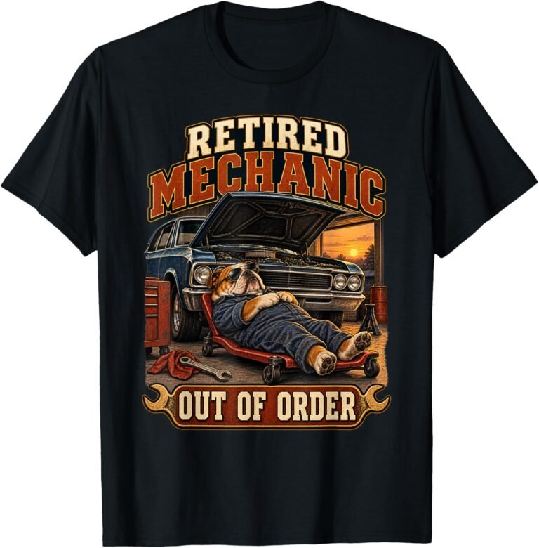 Retired Mechanic Shirt, Funny Bulldog Tee, Retirement Gift design