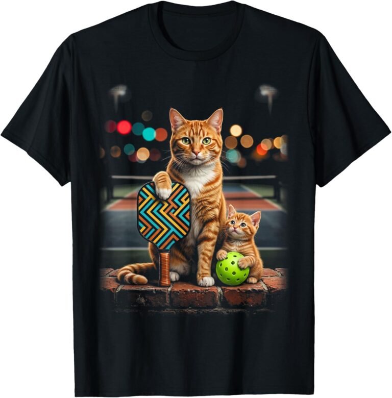 Orange Tabby Cat & Kitten Pickleball Shirt, Mom and Kitten Court Tee, Cat Lover Gift design
