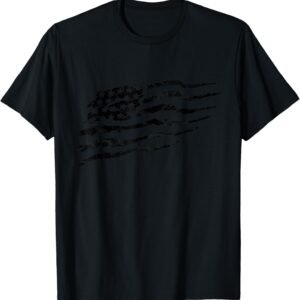 All Black Brush Style Flag Shirt, Painted Flag Tee, Patriotic Gift