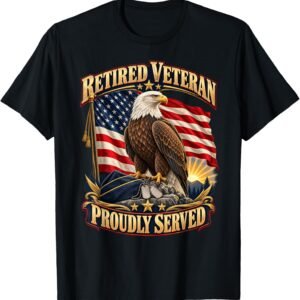 Retired Veteran Eagle Shirt, Patriotic Flag Tee, Retirement Gift