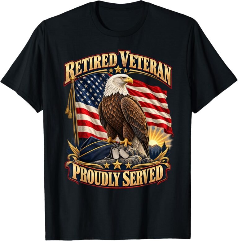 Retired Veteran Eagle Shirt, Patriotic Flag Tee, Retirement Gift design
