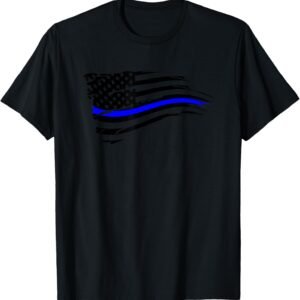 Thin Blue Line American Flag Shirt, Police Support Tee, Patriotic Gift