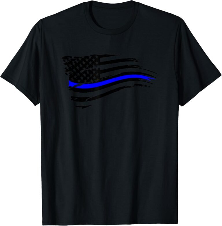 Thin Blue Line American Flag Shirt, Police Support Tee, Patriotic Gift design