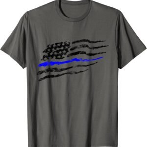 Thin Blue Line Brush Style Flag Shirt, Police Support Tee, Patriotic Gift