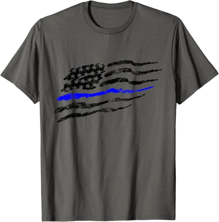 Thin Blue Line Brush Style Flag Shirt, Police Support Tee, Patriotic Gift design