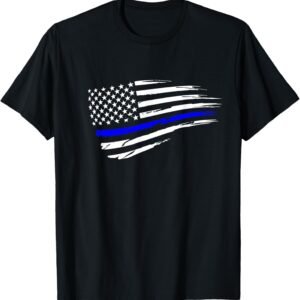 Thin Blue Line Flag Shirt, Black and White Flag Tee, Police Support Gift